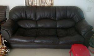 Black Leather 3-seat Recliner Sofa