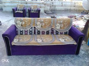 Black, Purple And Brown Floral Couch