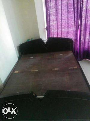 Black Wooden Bed with side table