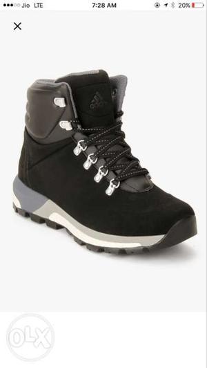 Black-gray-white Adidas High Top Shoes