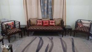 Brown And Beige Padded Wooden Futon Set made of Sheesham