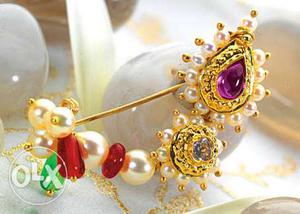 Gold Purple,red, And White Beaded Accessory