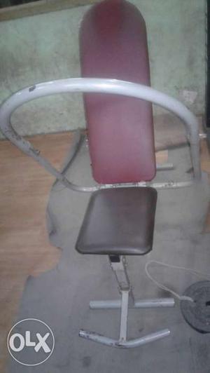 Gray And Maroon Leather Gym Equipment