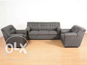Gray Leather Sofa Set