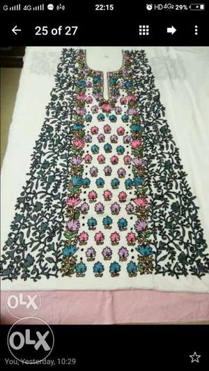 Kashmiri embroidery dress material that includes