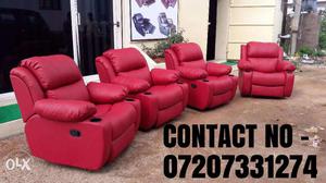 LEATHERSOFT RECLINERS wid cupholders too..1yr warranty