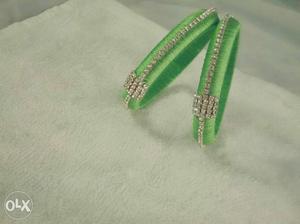 Light green silk thread bangles