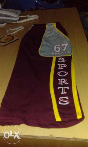 Maroon And Yellow Sports Basketball Jersey Shorts