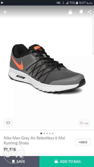Nike Men Grey Air Relentless 6 Running Shoes