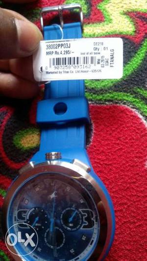 Not used Blue-faced Chronograph Watch With Blue Silicone