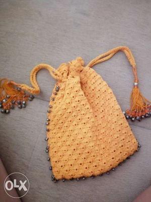 Orange colour pouch Crochet work New