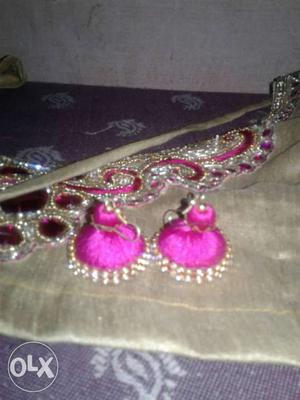 Pair Of Pink And White Earrings