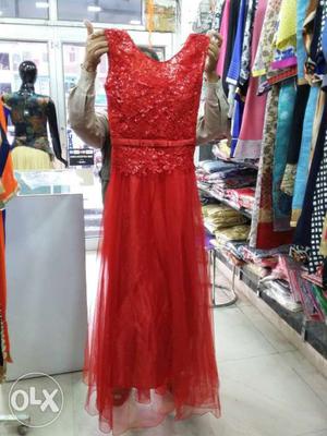 Party wear red gown size free