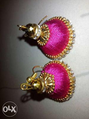 Pink And Gold Hook Earrings