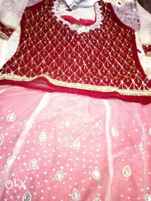 Red And Brown Floral Sari