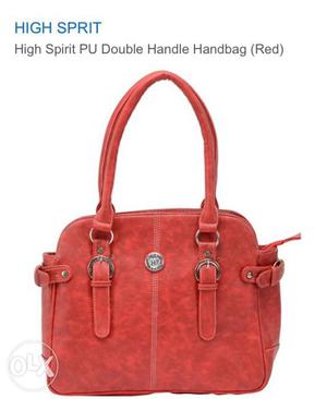 Red High Spirit Pu Double Handle Handbag