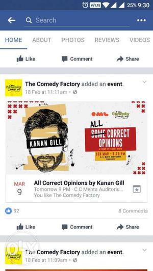 Tickets of Kanan Gill show on 9th march'17. Call