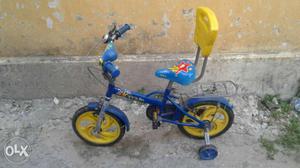 Toddler's Blue And Yellow Training Bike With Back Rest
