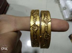 Two Gold Bangles Bracelets