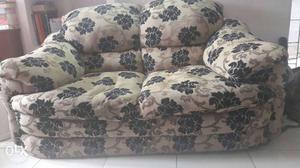 White And Black Floral Loveseat(Sofa)