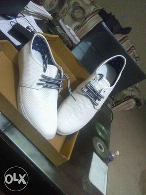 White Lac Up Low Top Sneakers In Box
