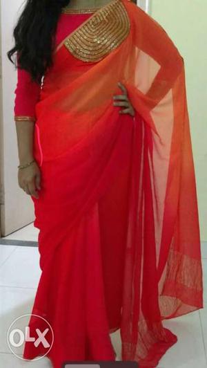 Women's Orange And Red Traditional Dress