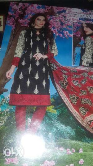 Women's Red And Black Abaya