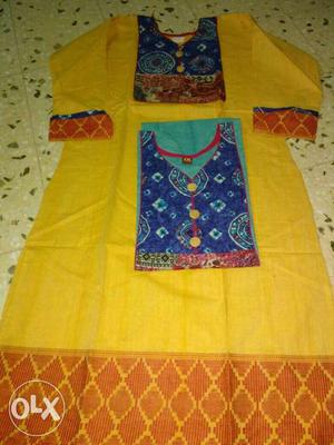 Yellow And Blue Long Sleeve kurti and many more