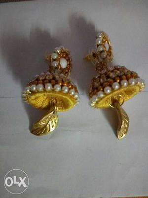 Yellow Jhumkas Earrings