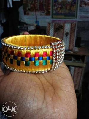 Yellow, Red, Blue And Green Silk Thread Bangle