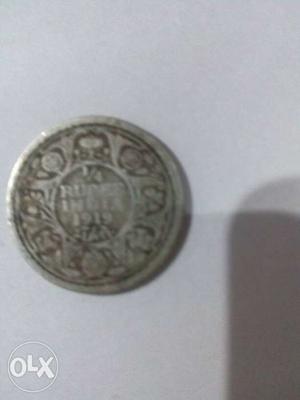 1/4 Rupee India  Round Silver Coin