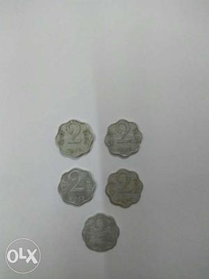 5 pcs of 2 paisa of .