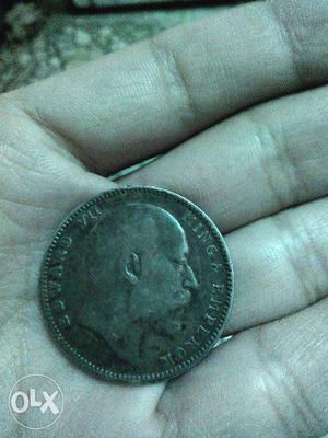 Antique 1 rupee currency coin of year .