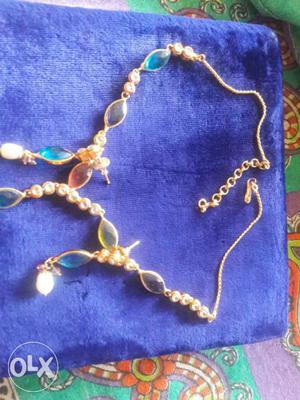 Beautiful blue and pink stone necklace and