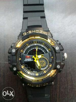 Black And Gold Casio G-shock Digital Chronograph Watch