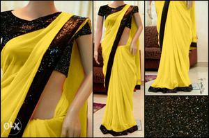 Black And Yellow Traditional Sari