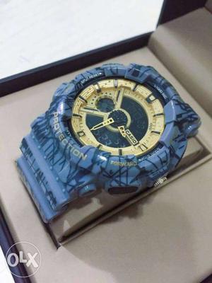 Blue And Beige Casio G-shock Watch