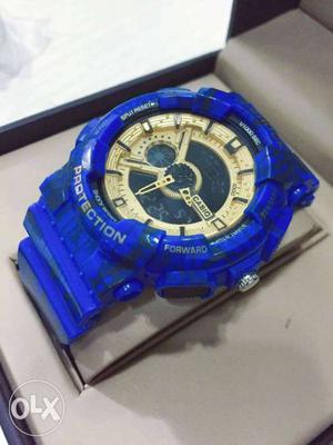 Blue And Brown Casio G-shock Round Watch In Box