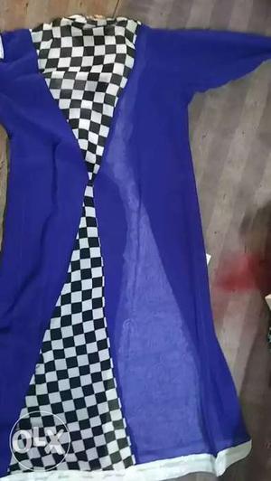 Blue White And Black Checked Dress