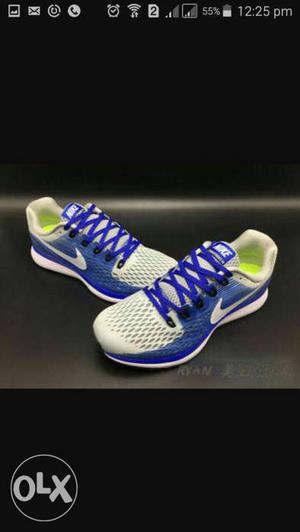 Blue-and-white Nike Running Shoes