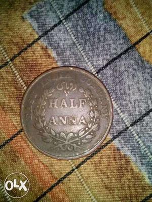 Bronze Half Anna East India Company Coin  years old