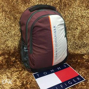 Brown And White Tommy Hilfiger Backpack