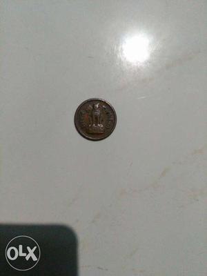 Copper original indian one paise coin 