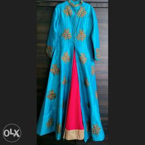 Embroidered Turquoise Gown - Worn once