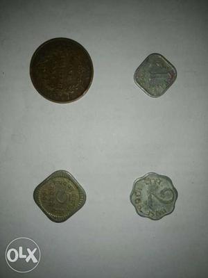 Four Indian Paise Coins
