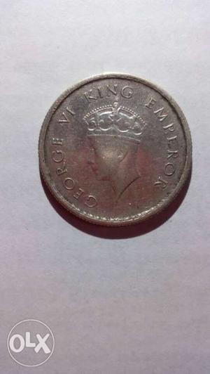 George VI British indian silver coin half rupee