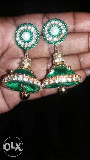 Gold And Green Earrings