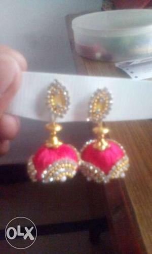 Gold And Pink Earrings