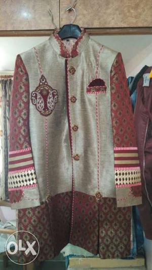 Gray And Red Traditional Dress