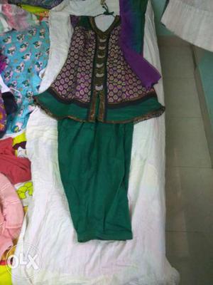 Green And Purple Salwar Kameez